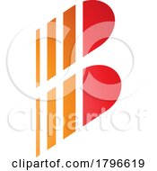 Poster, Art Print Of Orange And Red Letter B Icon With Vertical Stripes