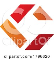 Poster, Art Print Of Orange And Red Letter C Icon Made Of Rectangles