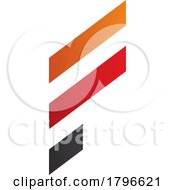 Poster, Art Print Of Orange And Red Letter F Icon With Diagonal Stripes