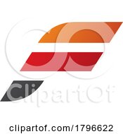 Poster, Art Print Of Orange And Red Letter F Icon With Horizontal Stripes