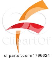 Poster, Art Print Of Orange And Red Letter F Icon With Round Spiky Lines