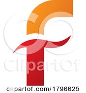 Poster, Art Print Of Orange And Red Letter F Icon With Spiky Waves