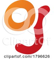 Poster, Art Print Of Orange And Red Letter G Icon With Soft Round Lines