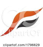 Poster, Art Print Of Orange And Black Flying Bird Shaped Letter F Icon