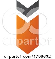 Orange And Black Down Facing Arrow Shaped Letter I Icon