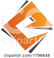 Poster, Art Print Of Orange And Black Square Diamond Letter E Icon