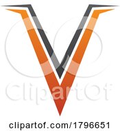 Poster, Art Print Of Orange And Black Spiky Shaped Letter V Icon