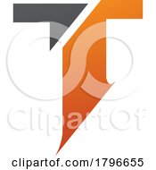 Poster, Art Print Of Orange And Black Split Shaped Letter T Icon