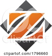 Poster, Art Print Of Orange And Black Square Diamond Shaped Letter Z Icon