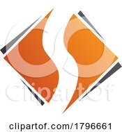 Poster, Art Print Of Orange And Black Square Diamond Shaped Letter S Icon