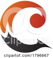 Poster, Art Print Of Orange And Black Round Curly Letter C Icon