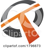 Poster, Art Print Of Orange And Black Round Shaped Letter T Icon