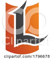 Poster, Art Print Of Orange And Black Shield Shaped Letter L Icon