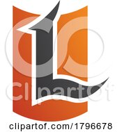 Orange And Black Shield Shaped Letter L Icon