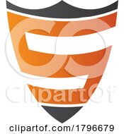 Poster, Art Print Of Orange And Black Shield Shaped Letter S Icon