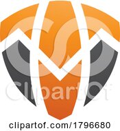 Poster, Art Print Of Orange And Black Shield Shaped Letter T Icon