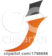 Poster, Art Print Of Orange And Black Spiky Italic Letter J Icon
