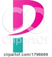 Poster, Art Print Of Magenta And Green Letter P Icon With A Pointy Tip