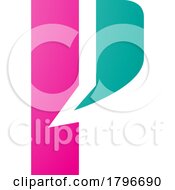 Poster, Art Print Of Magenta And Green Letter P Icon With A Bold Rectangle