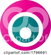Poster, Art Print Of Magenta And Green Letter O Icon With Nested Circles