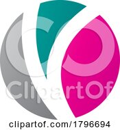 Poster, Art Print Of Magenta And Green Letter O Icon With A V Shape