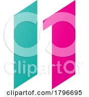 Poster, Art Print Of Magenta And Green Letter N Icon With Parallelograms