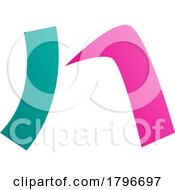 Poster, Art Print Of Magenta And Green Letter N Icon With A Curved Rectangle