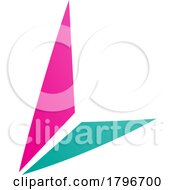 Magenta And Green Letter L Icon With Triangles