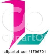 Poster, Art Print Of Magenta And Green Letter L Icon With Sharp Spikes