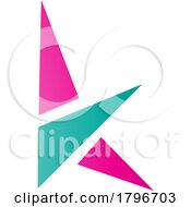 Poster, Art Print Of Magenta And Green Letter K Icon With Triangles