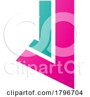Poster, Art Print Of Magenta And Green Letter J Icon With Straight Lines