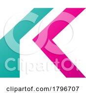 Poster, Art Print Of Magenta And Green Folded Letter K Icon