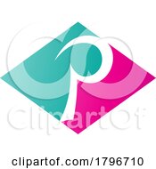 Poster, Art Print Of Magenta And Green Horizontal Diamond Letter P Icon