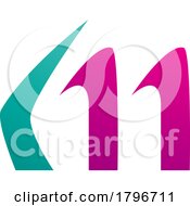 Poster, Art Print Of Magenta And Green Horn Shaped Letter M Icon