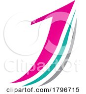 Poster, Art Print Of Magenta And Green Layered Letter J Icon