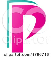 Poster, Art Print Of Magenta And Green Layered Letter P Icon