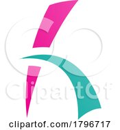 Poster, Art Print Of Magenta And Green Letter H Icon With Spiky Lines