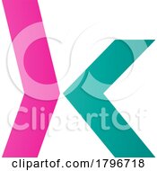 Magenta And Green Lowercase Arrow Shaped Letter K Icon