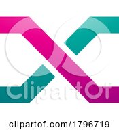 Magenta And Green Letter X Icon With Crossing Lines