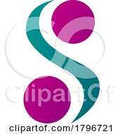 Poster, Art Print Of Magenta And Green Letter S Icon With Spheres