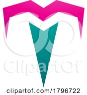 Magenta And Green Letter T Icon With Pointy Tips