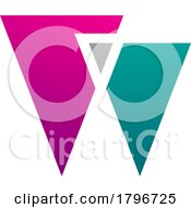 Poster, Art Print Of Magenta And Green Letter W Icon With Triangles