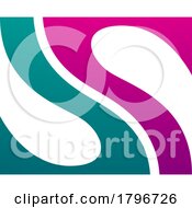 Poster, Art Print Of Magenta And Green Fish Fin Shaped Letter S Icon