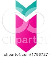 Poster, Art Print Of Magenta And Green Down Facing Arrow Shaped Letter I Icon