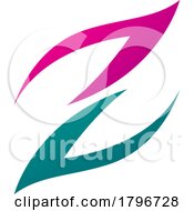Poster, Art Print Of Magenta And Green Fire Shaped Letter Z Icon