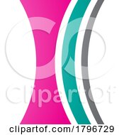 Magenta And Green Concave Lens Shaped Letter I Icon