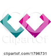 Poster, Art Print Of Magenta And Green Cornered Shaped Letter W Icon