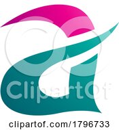 Poster, Art Print Of Magenta And Green Curvy Spikes Letter A Icon