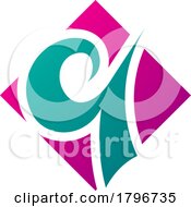 Poster, Art Print Of Magenta And Green Diamond Shaped Letter Q Icon