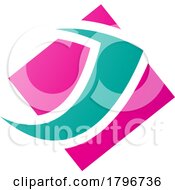 Poster, Art Print Of Magenta And Green Diamond Square Letter J Icon